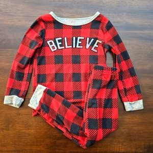 Max & Olivia 3T Believe Buffalo Checkered Red/Black Pajamas